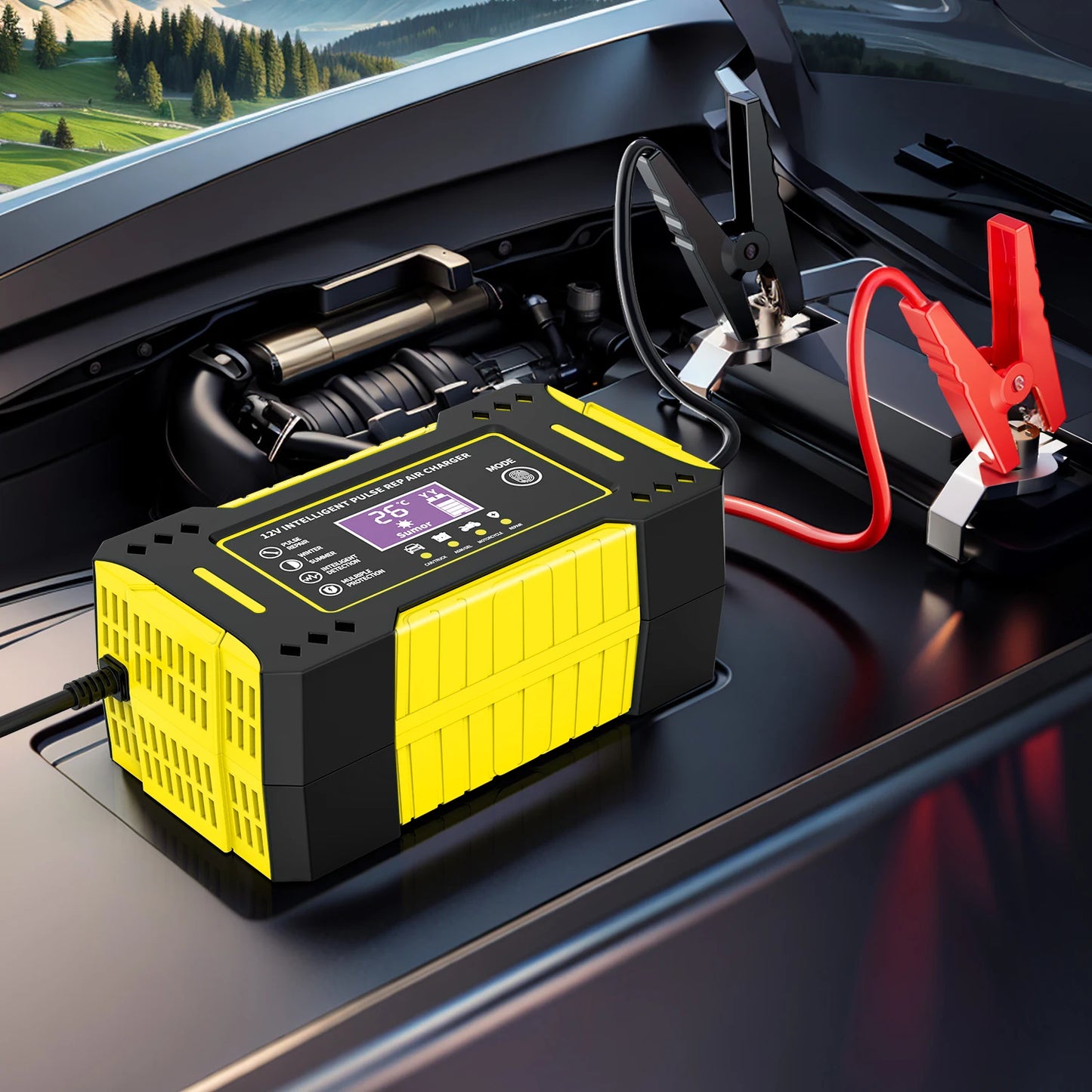 6A 12V Repair LCD Display Intelligent Car Battery Charger Car and Motorcycle Battery Charging Unit Lead-Acid Battery