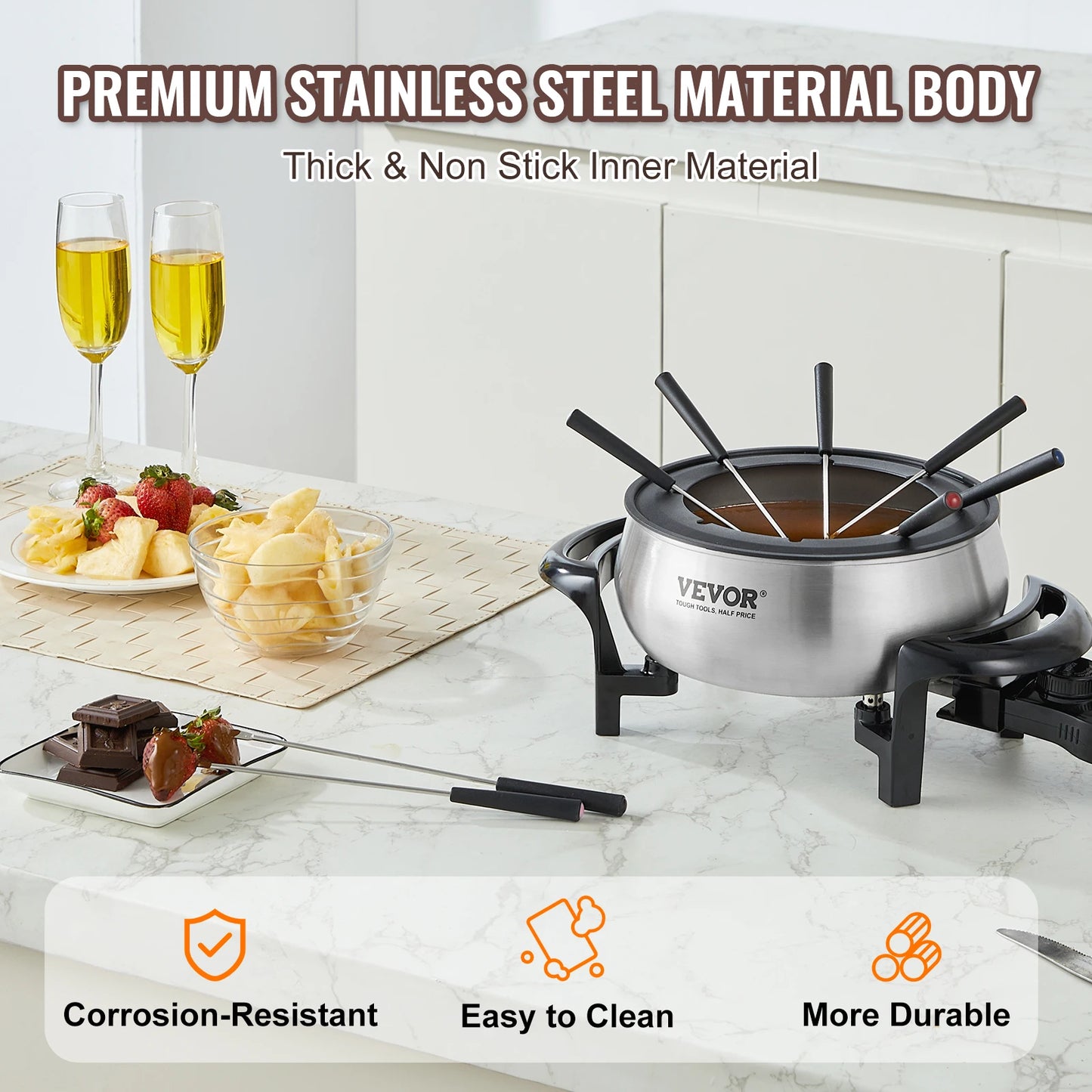 3Qt Electric Chocolate cascade Melting Pot Fondue Pot Set Cheese Melting for kitchen
