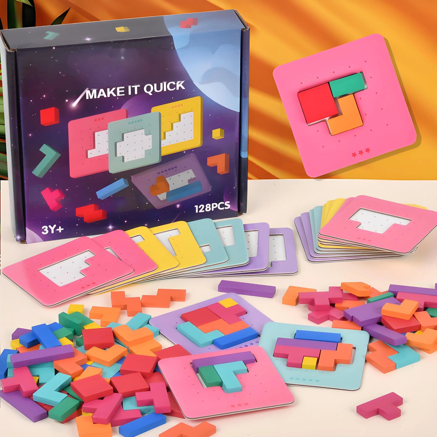 1 Set Colorful Puzzle Game Brain Teaser Toy for Kids Block Puzzle for Mind Exercise Children Toy Gift Challenge for Two Players