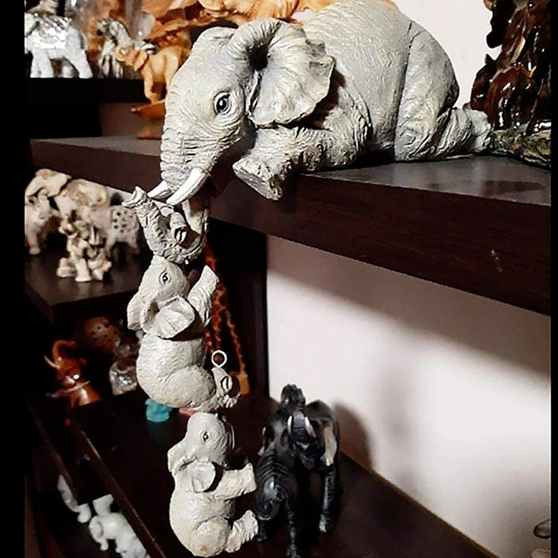 3pcs/set Cute Elephant Figurines Elephant Holding Baby Elephant Resin Crafts Home Furnishing Gift. Special for MOM