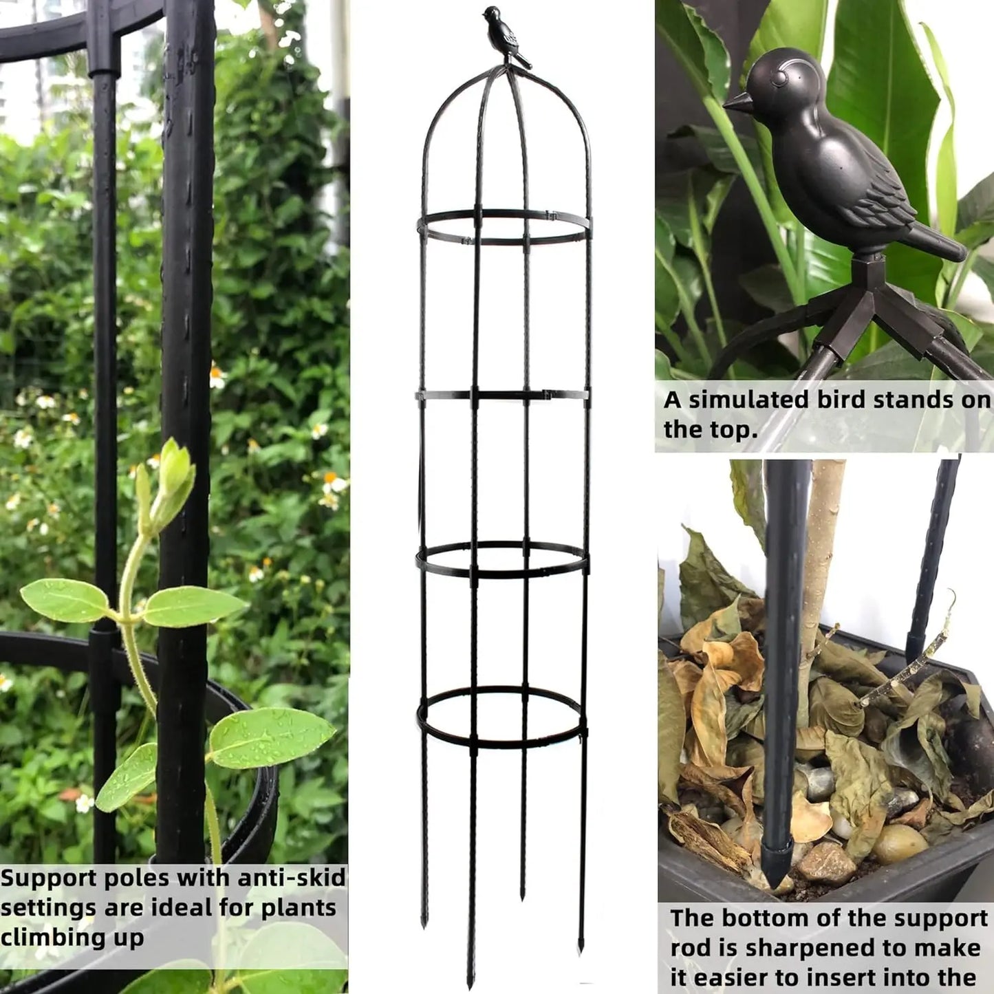 6ft Garden Obelisk Trellis for Climbing Plants-Rustproof Metal Pipe with Heavy Duty Plastic Coating,