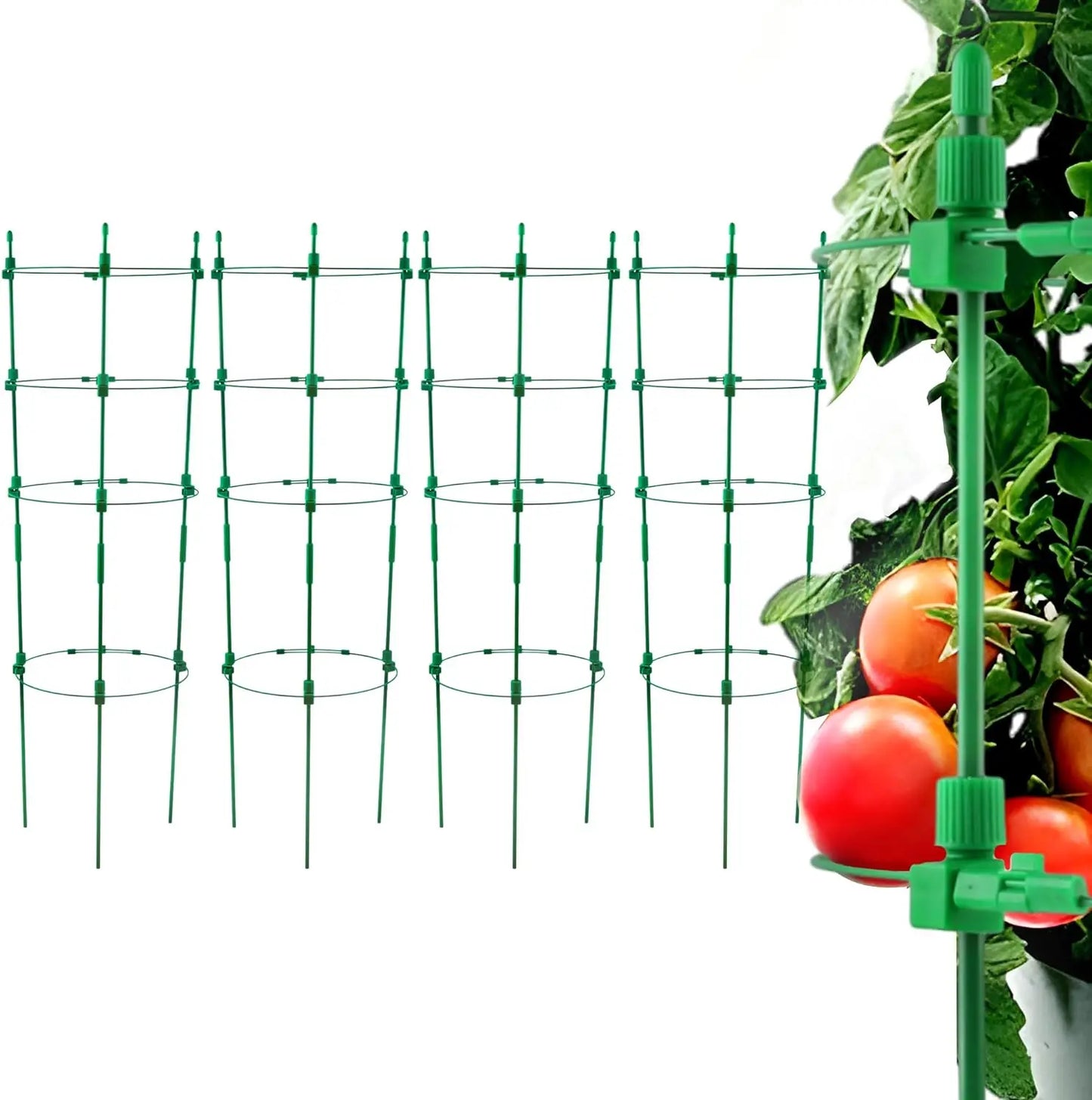 4 Pack Adjustable Tomato Cages, 36 Inch Plant Support Garden Trellis for Tomatoes, Cucumbers, Vegetables or Flowers