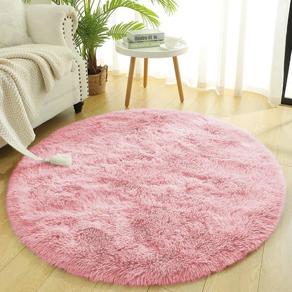 Round Thick Fluffy Area Carpet.  Soft Rug for Bedroom. Plush for Children Room or Nursery
