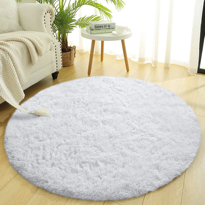 Round Thick Fluffy Area Carpet.  Soft Rug for Bedroom. Plush for Children Room or Nursery