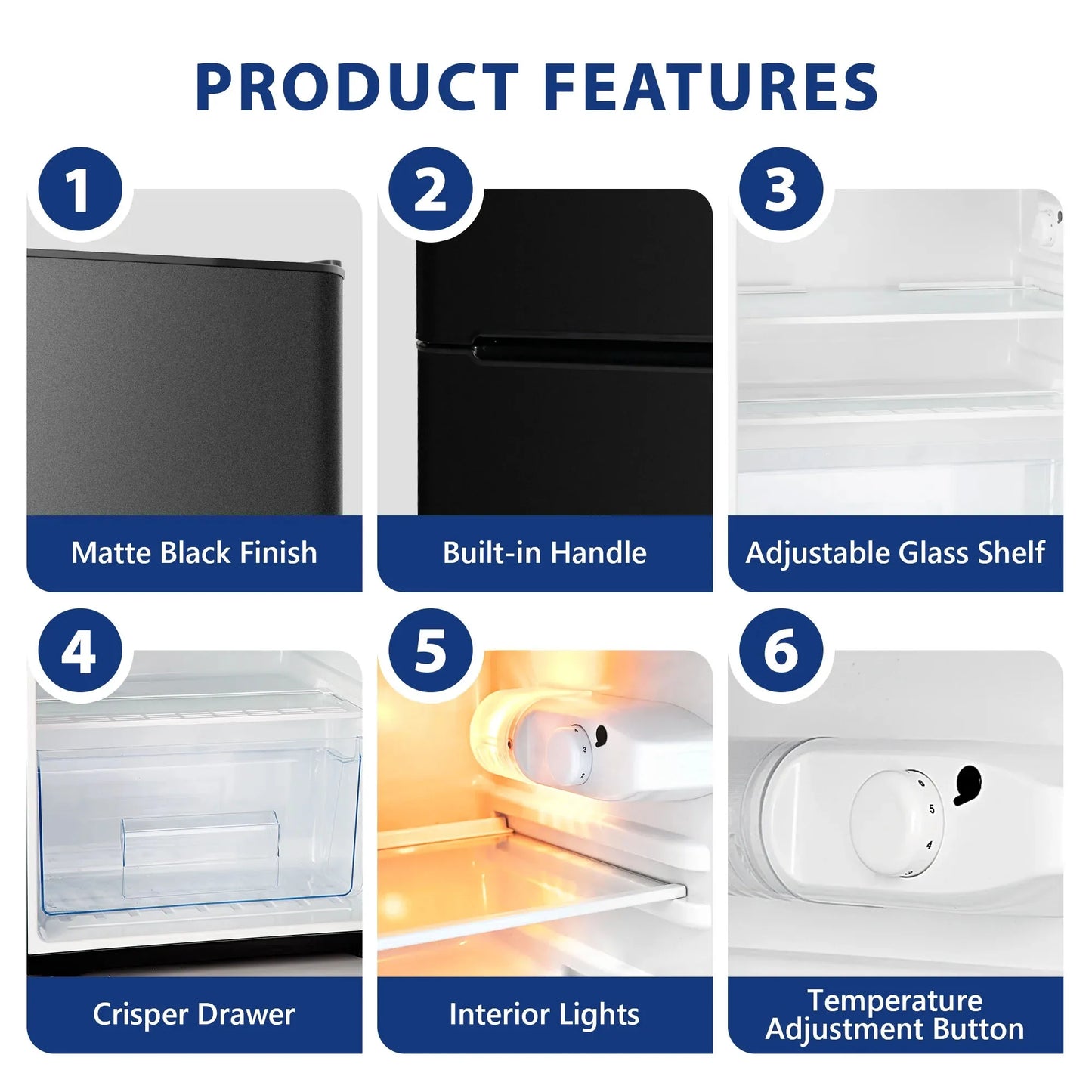 Mini Fridge with Freezer, 3.15 Cu ft Two Door Compact Small Fridge Adjustable Removable Shelves, for Dorm, Office or Family room