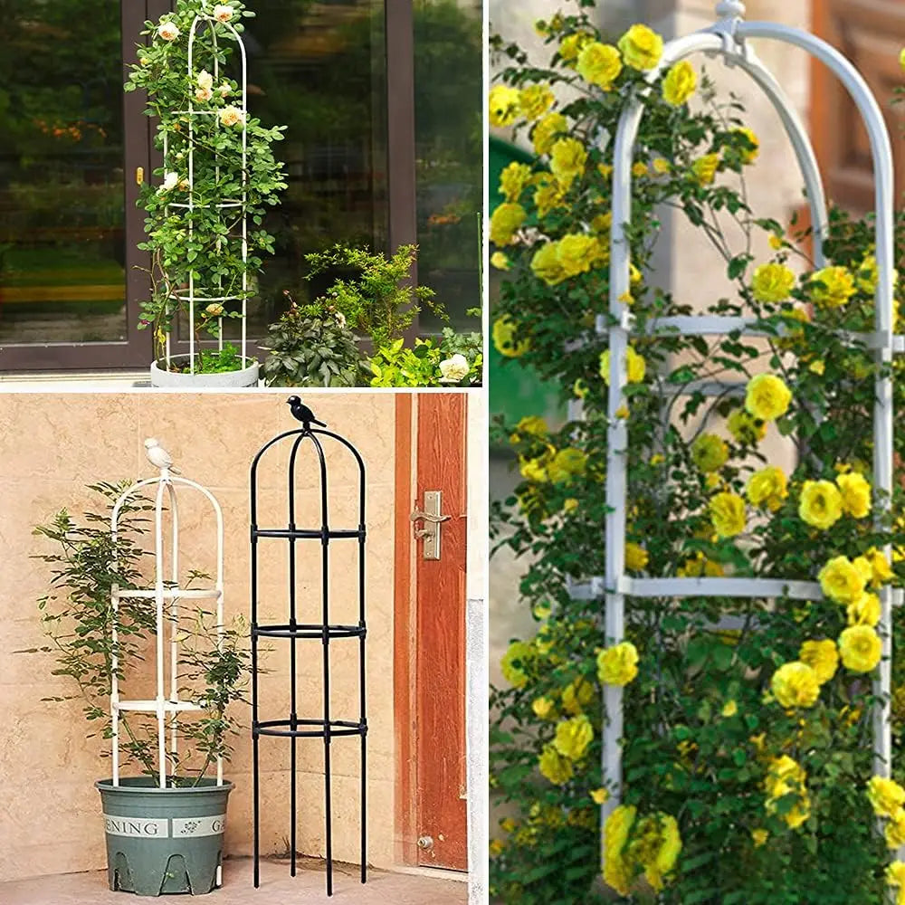 6ft Garden Obelisk Trellis for Climbing Plants-Rustproof Metal Pipe with Heavy Duty Plastic Coating,
