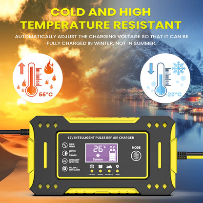 6A 12V Repair LCD Display Intelligent Car Battery Charger Car and Motorcycle Battery Charging Unit Lead-Acid Battery