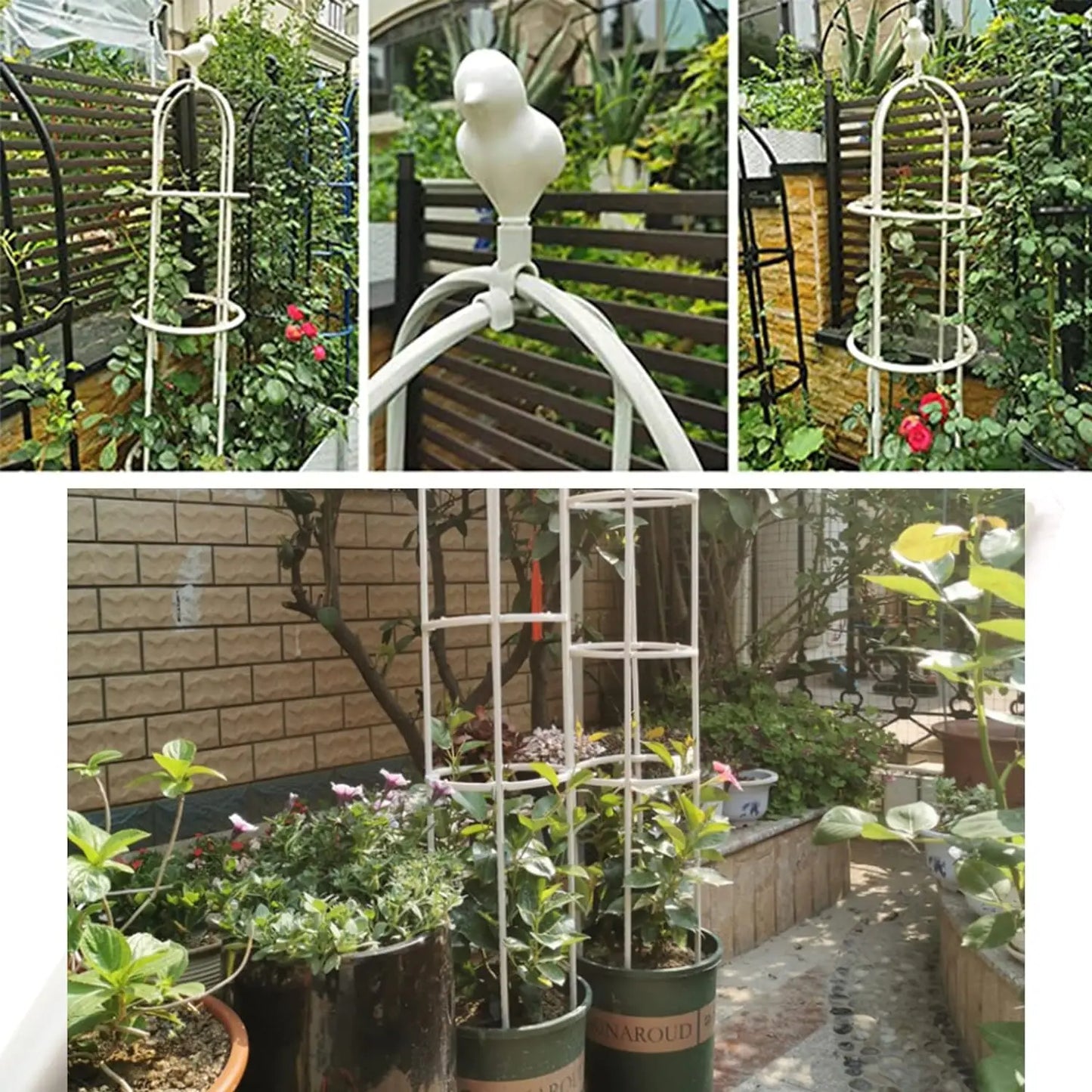 6ft Garden Obelisk Trellis for Climbing Plants-Rustproof Metal Pipe with Heavy Duty Plastic Coating,