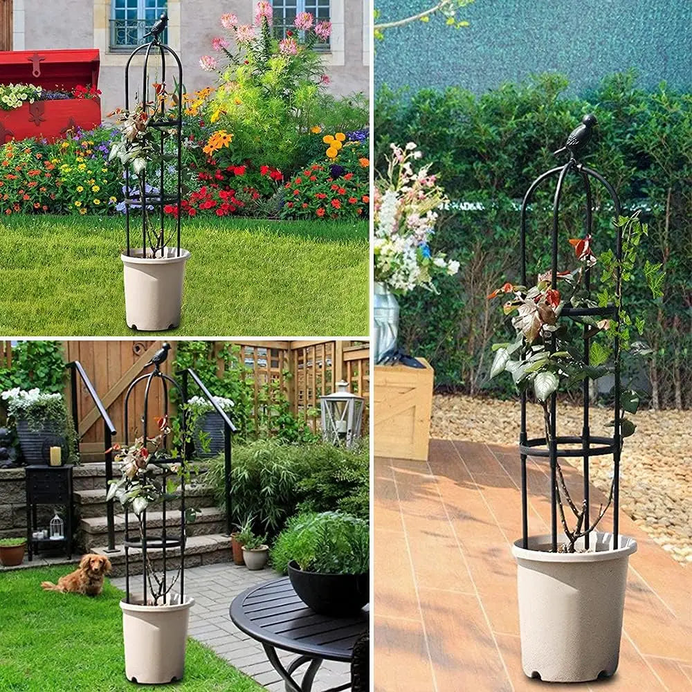6ft Garden Obelisk Trellis for Climbing Plants-Rustproof Metal Pipe with Heavy Duty Plastic Coating,