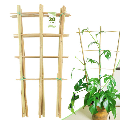 10 Pack Bamboo Trellis for Climbing Plants, 16 Inch Natural Garden Fan-shaped Plant Support Bracket,