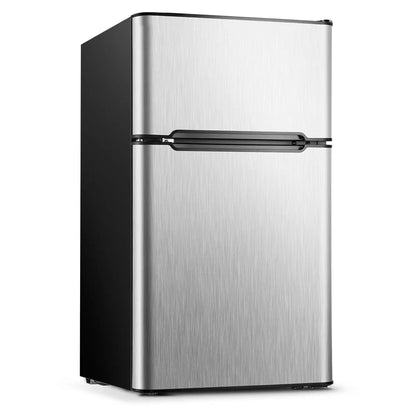 Mini Fridge with Freezer, 3.15 Cu ft Two Door Compact Small Fridge Adjustable Removable Shelves, for Dorm, Office or Family room