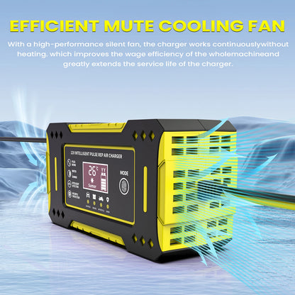 6A 12V Repair LCD Display Intelligent Car Battery Charger Car and Motorcycle Battery Charging Unit Lead-Acid Battery