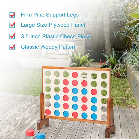 Giant 4 In A Row Game Wood Board Connect Game Play Adults Kids w/Carrying bag