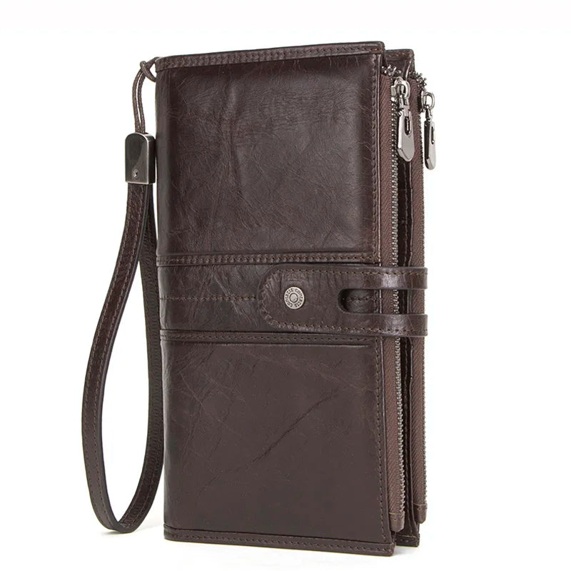 Genuine Leather Men Wallet Long Clutch Wallets for Cell Phone  Coin Purse Travel Money Bag Male Passport Holder