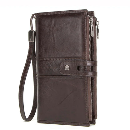 Genuine Leather Men Wallet Long Clutch Wallets for Cell Phone  Coin Purse Travel Money Bag Male Passport Holder