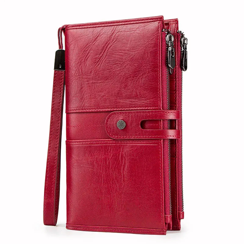 Genuine Leather Men Wallet Long Clutch Wallets for Cell Phone  Coin Purse Travel Money Bag Male Passport Holder