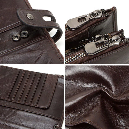 Genuine Leather Men Wallet Long Clutch Wallets for Cell Phone  Coin Purse Travel Money Bag Male Passport Holder