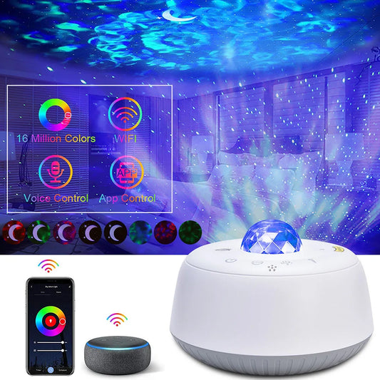 LED Star Projector Night Light Galaxy Starry Night Lamp Ocean Wave Projector with Alexa Google APP &Touch&Voice Control For Kids