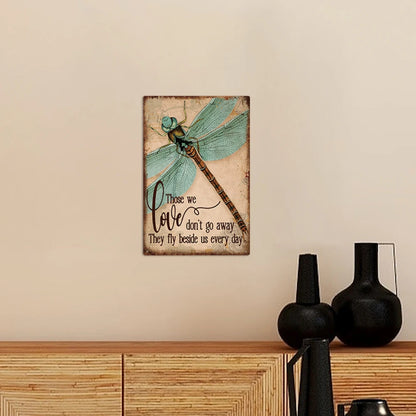 1Pc Dragonfly Metal Signs, Vintage Motivational Quote Tin Plaque for Home Office Classroom
