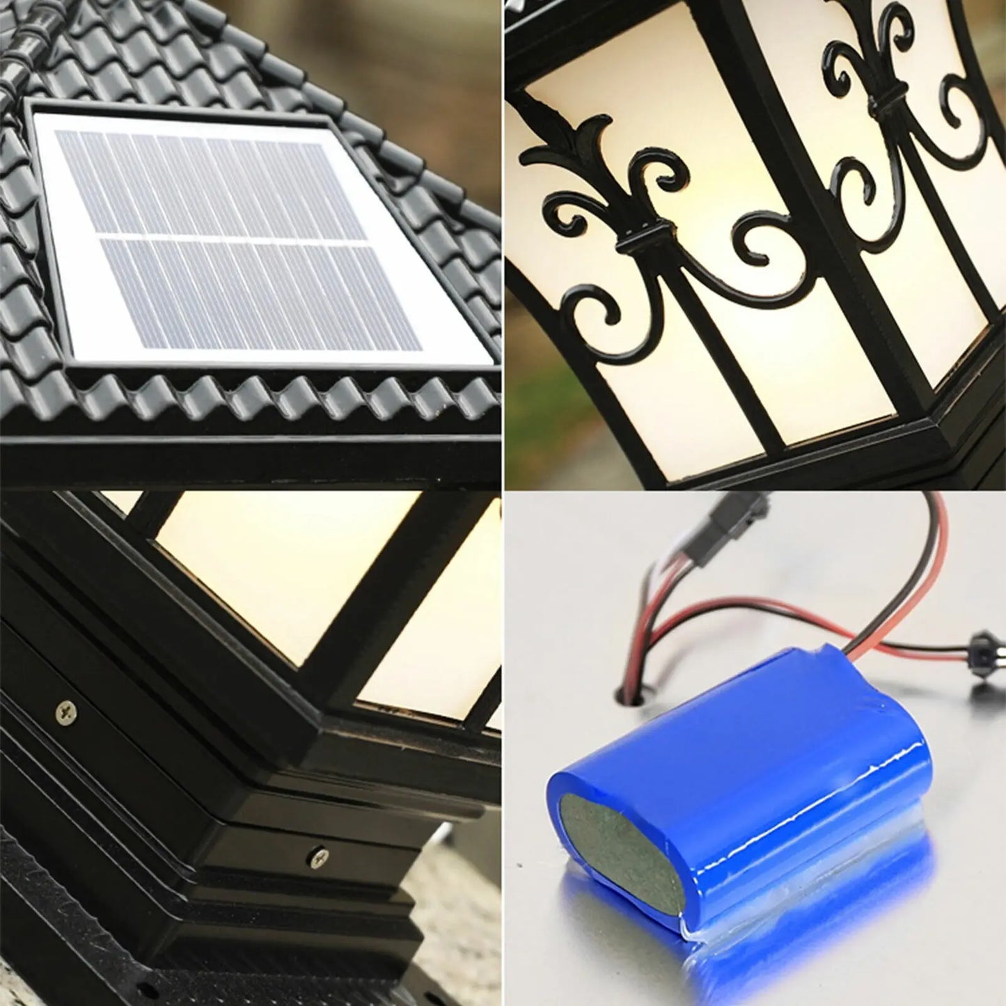 Solar Power Post Outdoor Light LED Path Yard Landscape Garden Fence Lamp Black