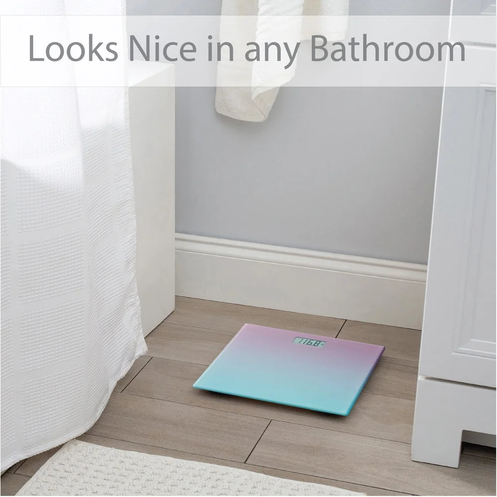 Digital Bathroom Scale Glass Slim Design 330 lb Capacity Easy Read Display Battery Powered Durable Tempered Glass Home Use
