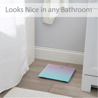 Digital Bathroom Scale Glass Slim Design 330 lb Capacity Easy Read Display Battery Powered Durable Tempered Glass Home Use
