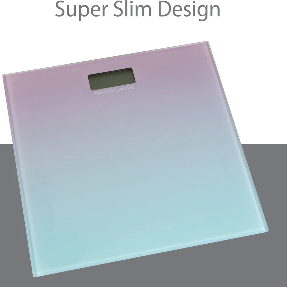 Digital Bathroom Scale Glass Slim Design 330 lb Capacity Easy Read Display Battery Powered Durable Tempered Glass Home Use
