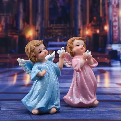 Resin 2pcs Peace Dove Guardian Angel Figurines