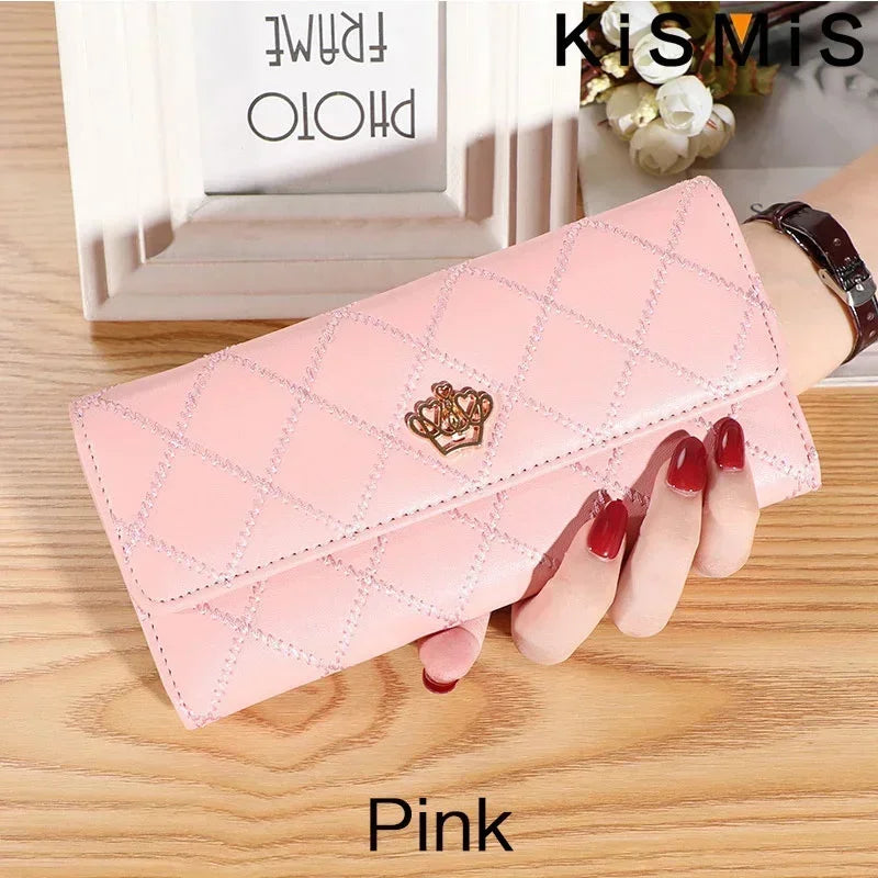 Pocket Women's Wallets Plaid Pu Leather Long Hasp Phone Bag Money Coin Pocket Bag