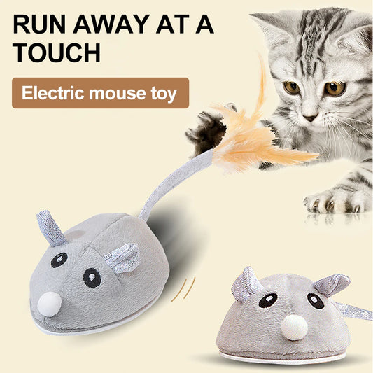 Automatic Interactive Plush Mouse Cat Toy Kitten Teaser Feather Toy Cute Motion Rat USB Rechargeable