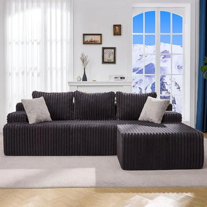 Modular L-Shaped 3-Seat Sectional | Memory Foam with Deep Seating & Storage Modules | Living Room Sofa