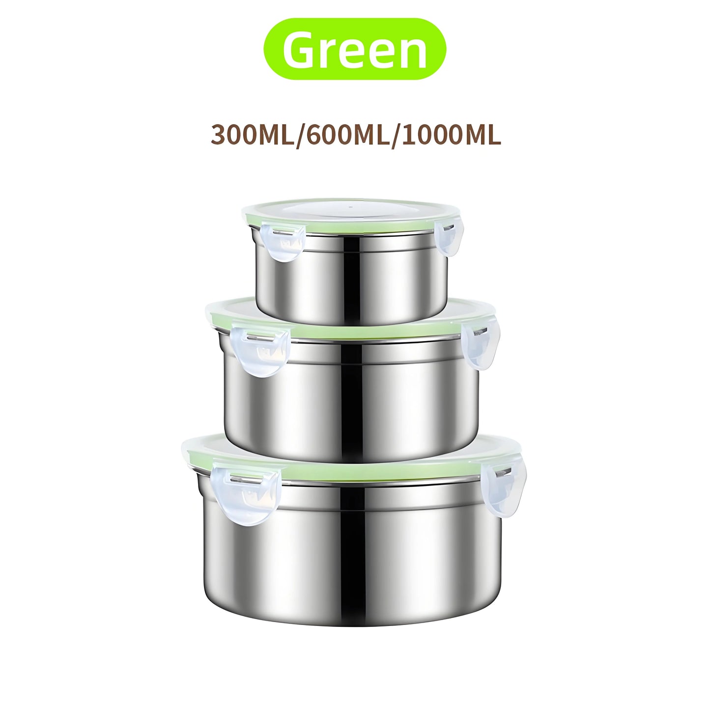 Steel Meal Prep Set - 3-Piece Round Containers ✔Leakproof & Dishwasher Safe (Office/Gym FreshLock Seal)