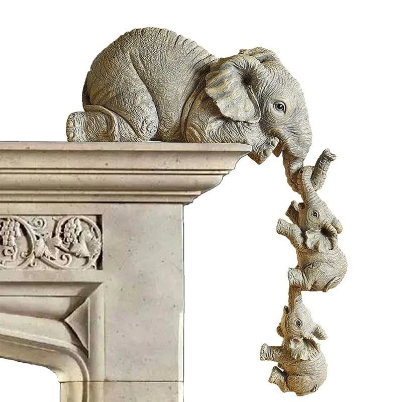 3pcs/set Cute Elephant Figurines Elephant Holding Baby Elephant Resin Crafts Home Furnishing Gift.  Special for MOM