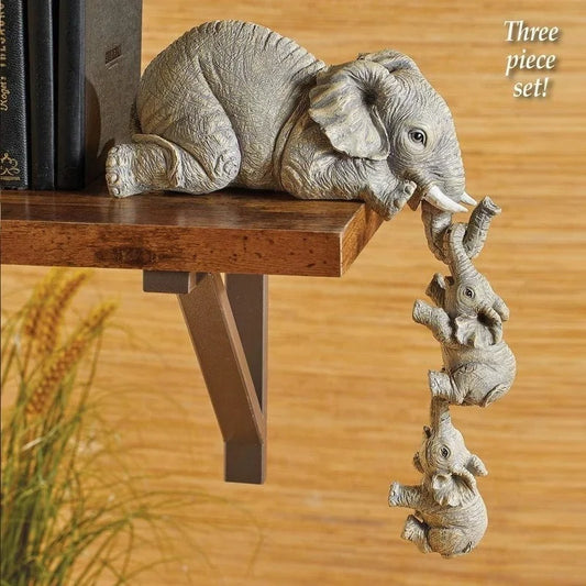 3pcs/set Cute Elephant Figurines Elephant Holding Baby Elephant Resin Crafts Home Furnishing Gift.  Special for MOM