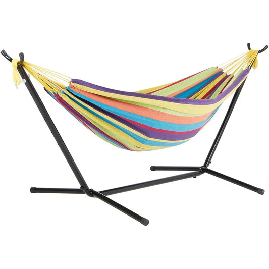 60'' Wide Hammock & Built-in Stand w/Carrying Case & Hanging Hardware Indoor, Outdoor, Poolside, Patio, Backyard Heavy Duty,