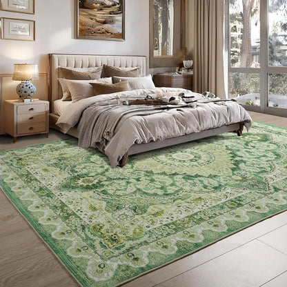 Area Rugs for most rooms in your home Machine Washable Vintage Rug, Non-Slip Low Pile Throw Rugs with Rubber Backing