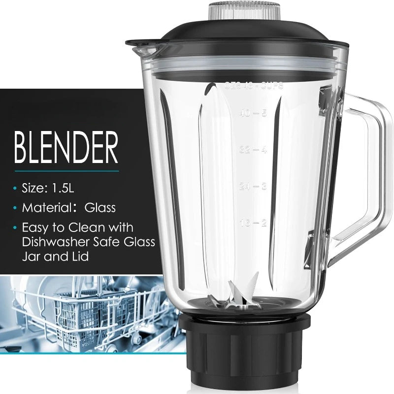 Professional Blender for Kitchen, 950W High Power Stainless for Countertop 50 Oz Glass Jar