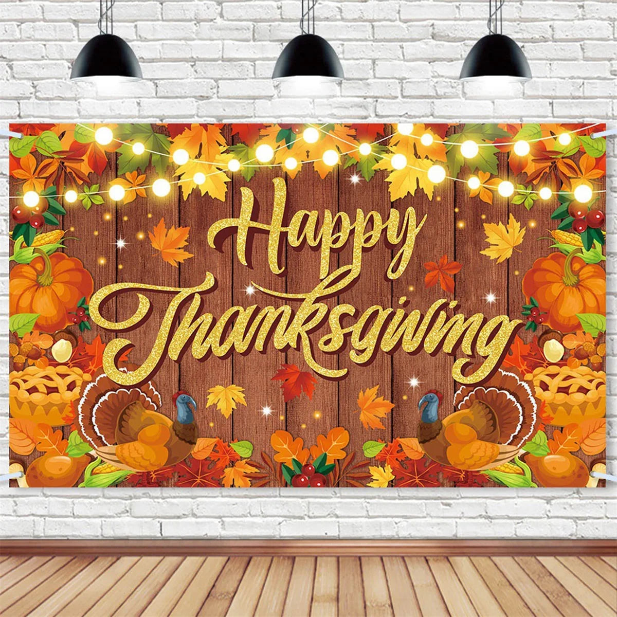 Fall Harvest Thanksgiving Photography Backdrop Banner Wall Background for Indoor Outdoor Party or Garage Door