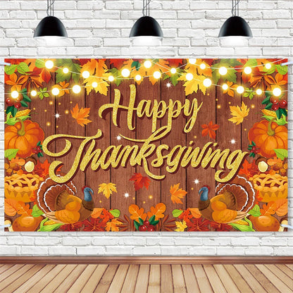 Fall Harvest Thanksgiving Photography Backdrop Banner Wall Background for Indoor Outdoor Party or Garage Door