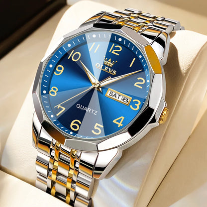 Men's Watches Causal Fashion Original Quartz Watch for Man Waterproof Stainless Steel Luminous Date Week