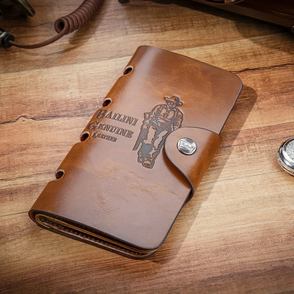 Retro Men's PU Leather Wallet Bifold ID Card Holder Checkbook Long Clutch Billfold Money Purse Handbag