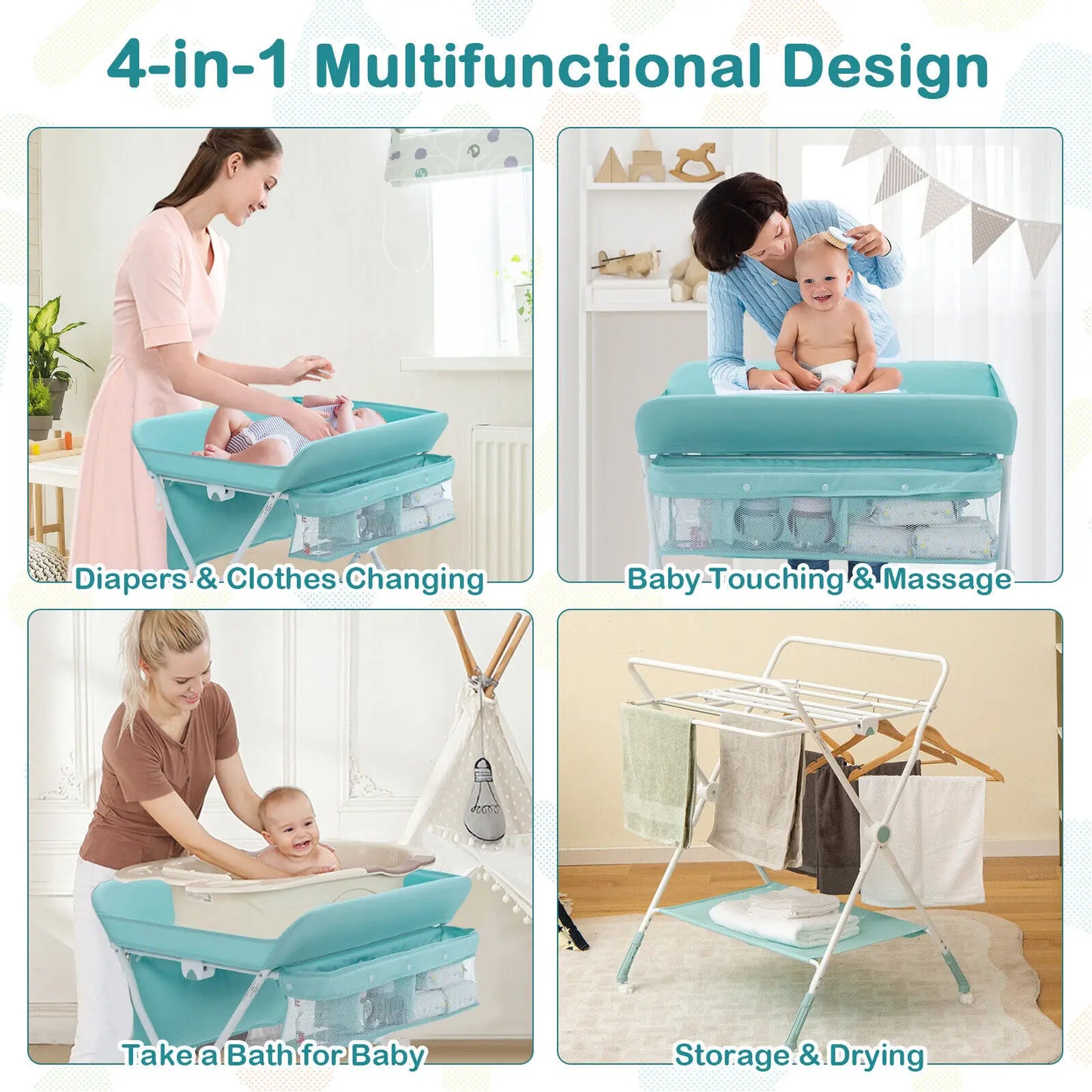 Baby Changing Table Folding Infant Diaper Station Nursery w/ Storage