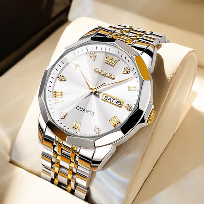 Men's Watches Causal Fashion Original Quartz Watch for Man Waterproof Stainless Steel Luminous Date Week