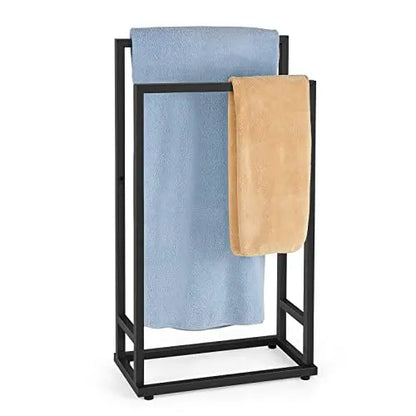 2-Tier Freestanding Towel Rack for Bathroom. Metal Hand Towel Holder Stand Drying Rack for Laundry Room