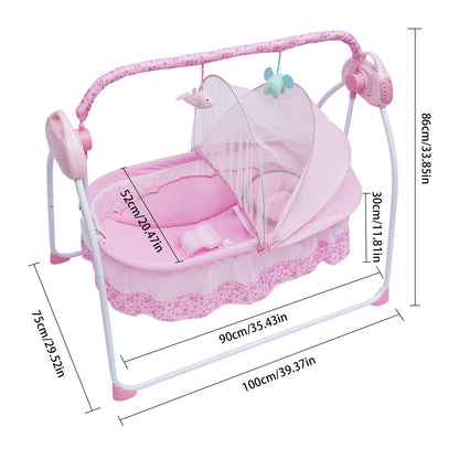 5 Gears Electric Baby Cradle Bluetooth Auto-Swing Rocking Bassinet Sleep Bed Infant Rocker Adjustable Nursery Furniture