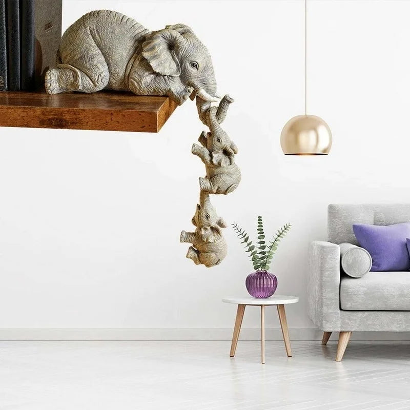 3pcs/set Cute Elephant Figurines Elephant Holding Baby Elephant Resin Crafts Home Furnishing Gift.  Special for MOM