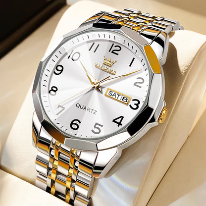 Men's Watches Causal Fashion Original Quartz Watch for Man Waterproof Stainless Steel Luminous Date Week