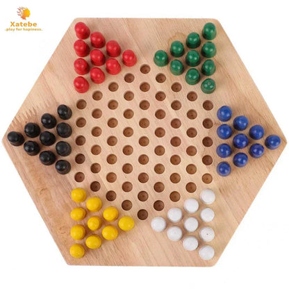 Chinese Checkers Set Wooden Educational Board Kids Classic Checkers Set Strategy Board Set Kid Family Toy