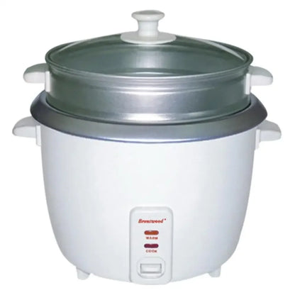 10 OR 20-Cup Rice Cooker Food Steamer. White 700W One Touch Operation Auto Warming Non-Stick Pot Top View Tempered Glass