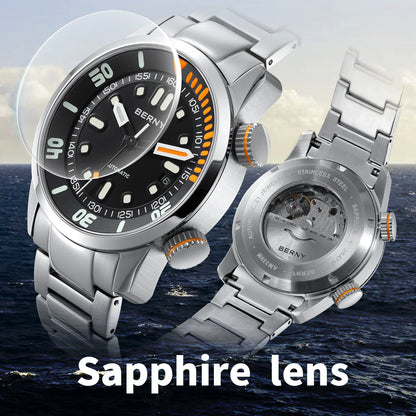 Automatic Dive Watch for Men Super Luminous Original Design 20ATM Diver Wristwatch Sapphire, Local Warehouse Fast Delivery